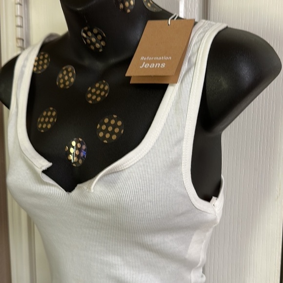 Reformation Maria Ribbed Tank Ivory Stretch Soft Medium NWT - Picture 4 of 13